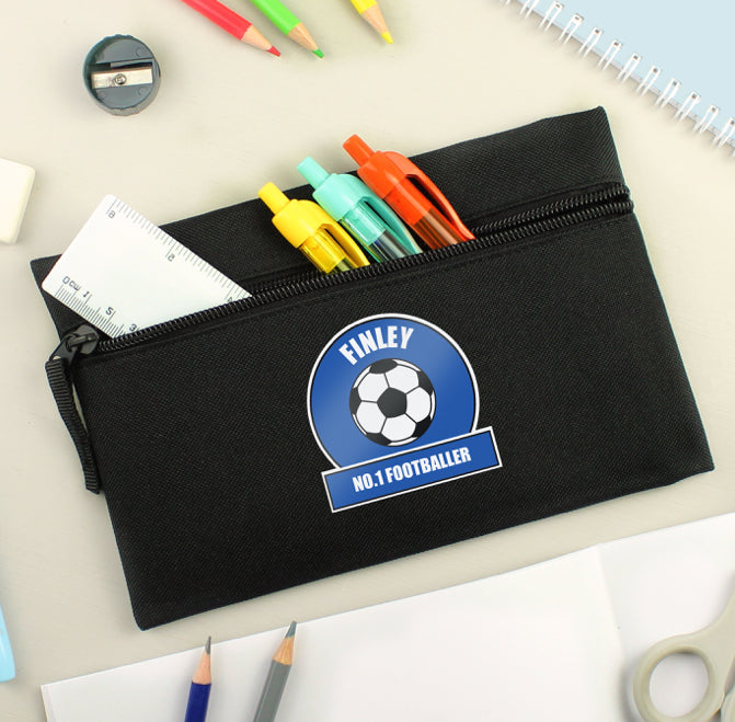 Personalised Dark Blue Football Fan Pencil Case