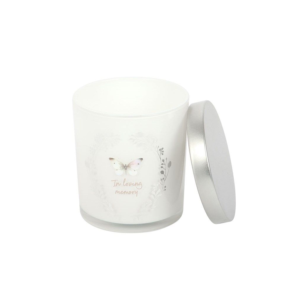 In Loving Memory White Butterfly Vanilla Candle