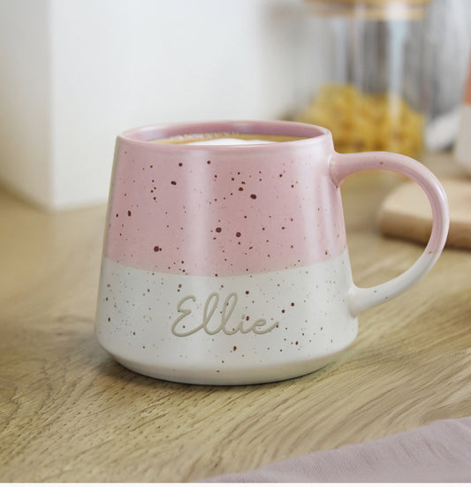 Personalised Name Pink Speckled Ceramic Mug