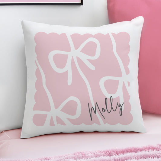 Personalised Pink Bow Cushion