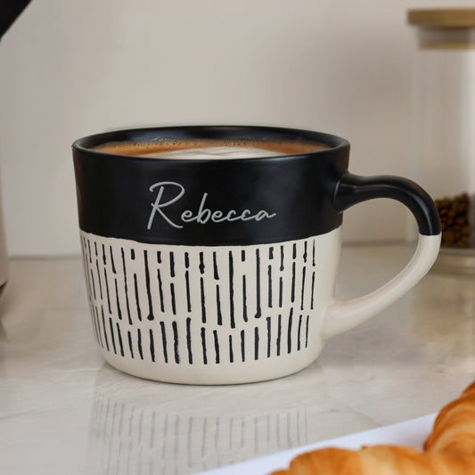 Personalised Black Dipped Dash Ceramic Mug