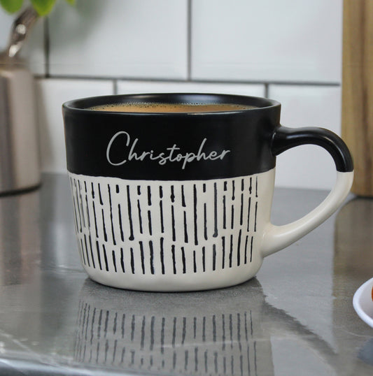 Personalised Black Dipped Dash Ceramic Mug
