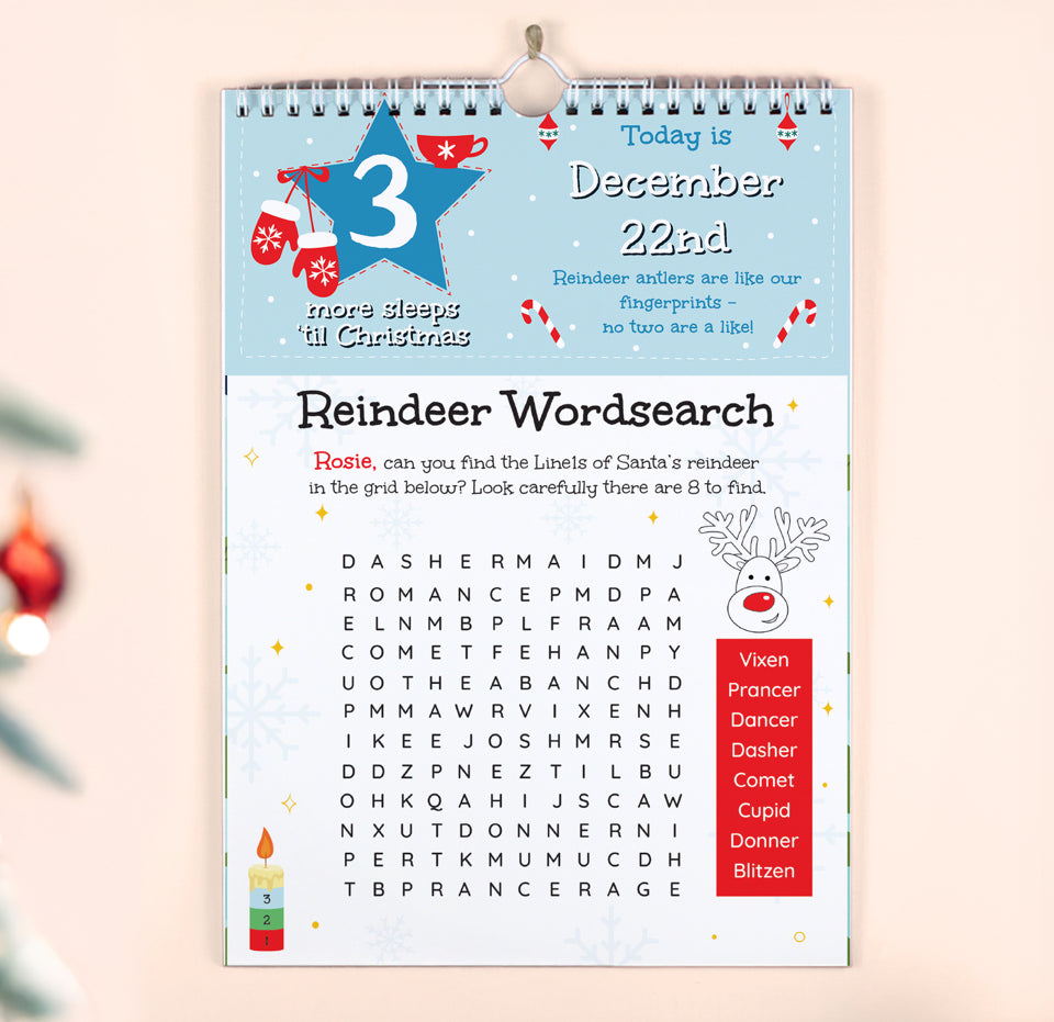 Personalised 24 Sleeps Christmas Activity Advent Calendar