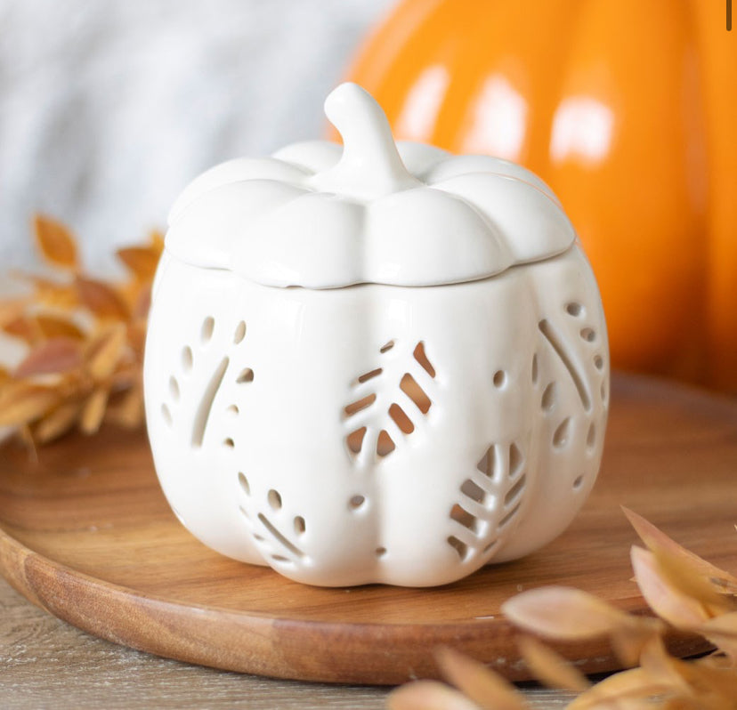 Off White Autumn Leaves Pumpkin Oil Burner