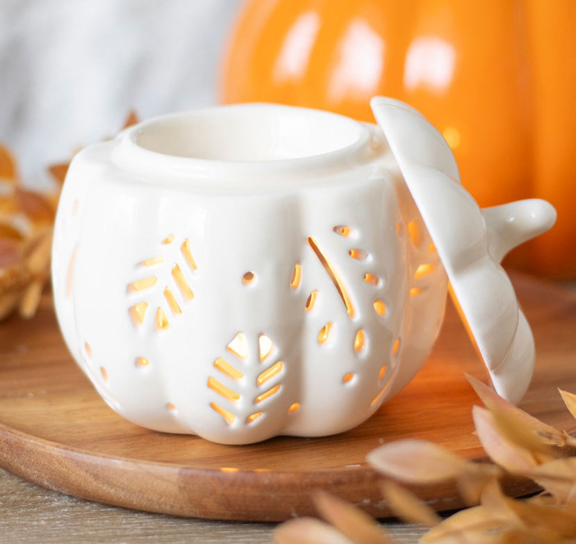 Off White Autumn Leaves Pumpkin Oil Burner