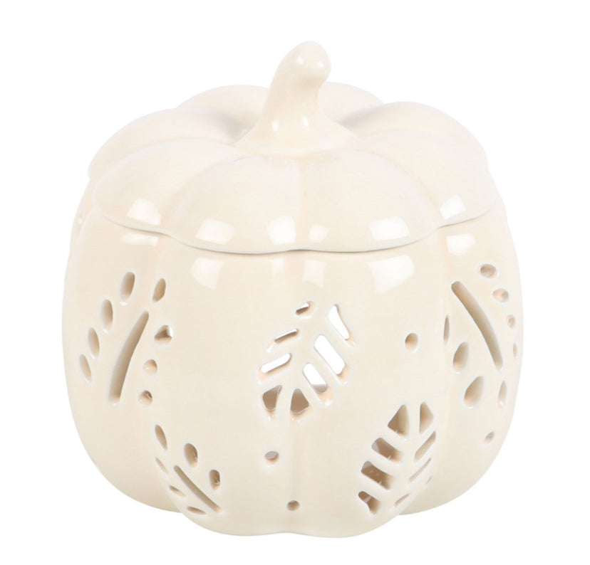 Off White Autumn Leaves Pumpkin Oil Burner