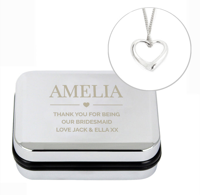 Personalised Box and Heart Necklace