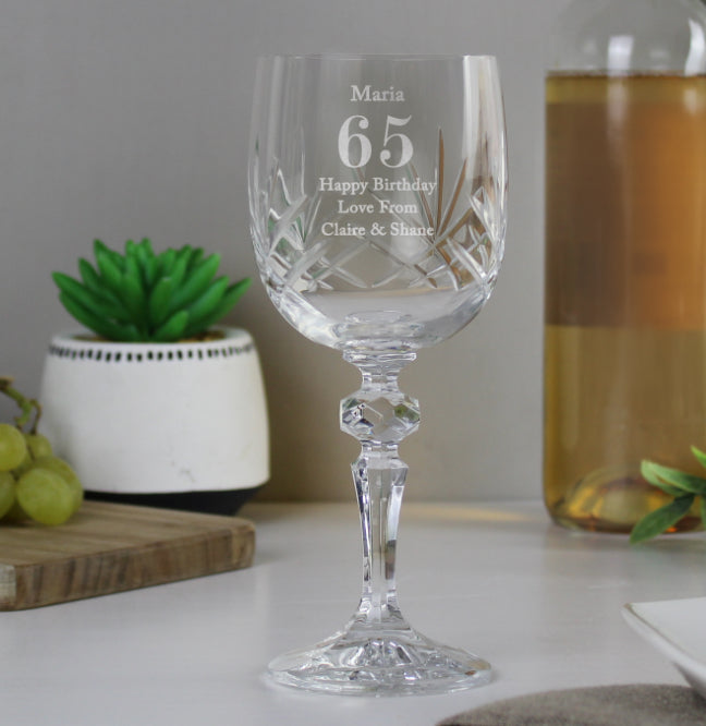 Personalised Big Age Cut Crystal Wine Glass