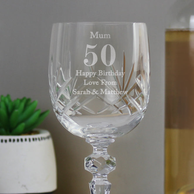 Personalised Big Age Cut Crystal Wine Glass