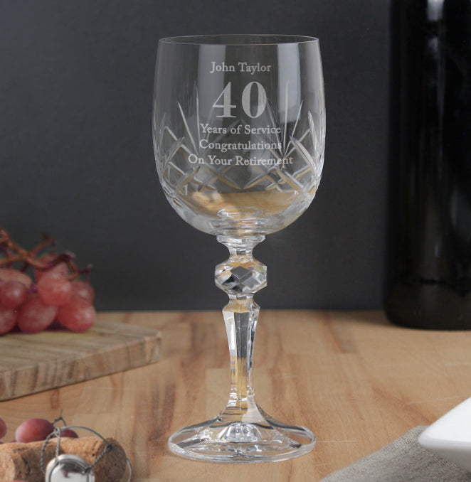 Personalised Big Age Cut Crystal Wine Glass