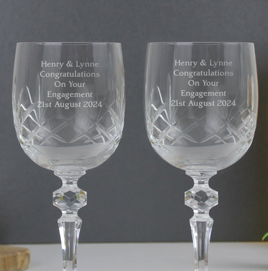 Personalised Pair of Crystal Wine Glasses