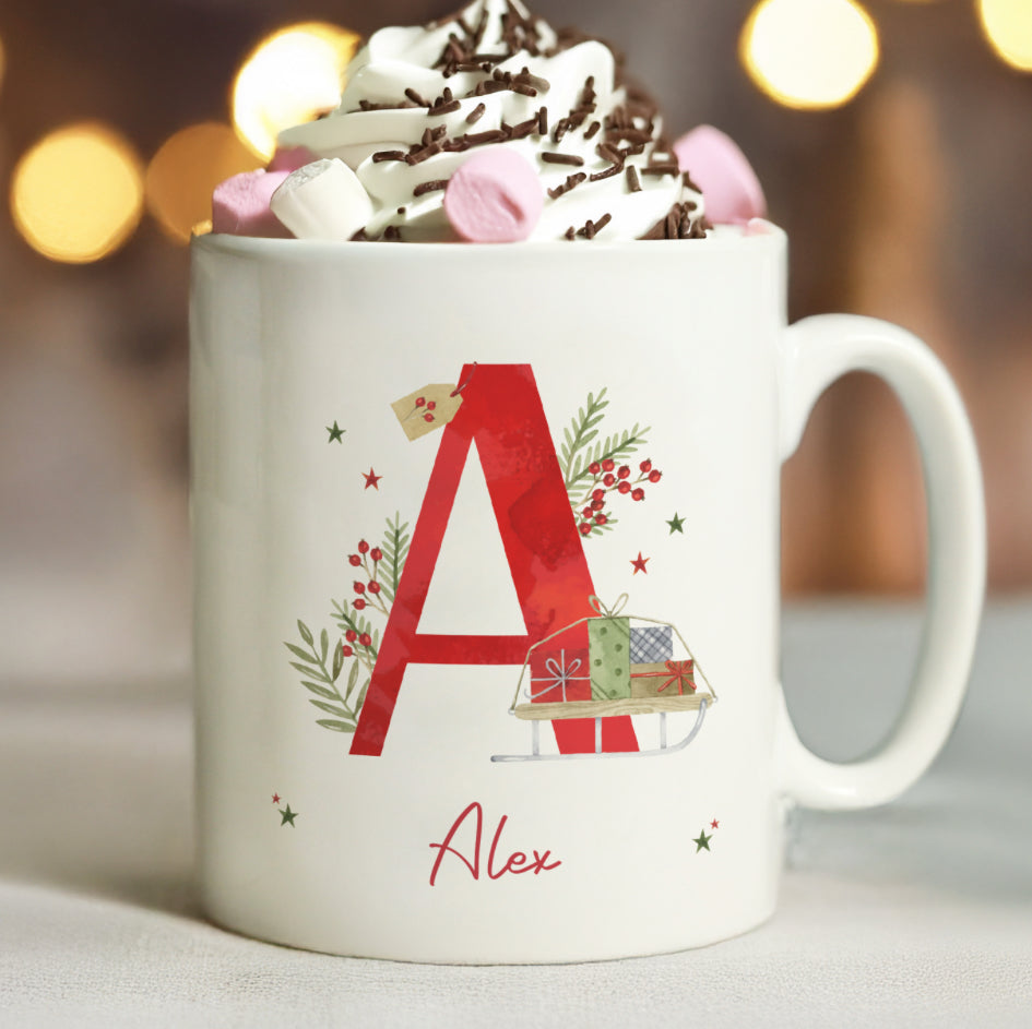 Personalised Christmas Initial Mug