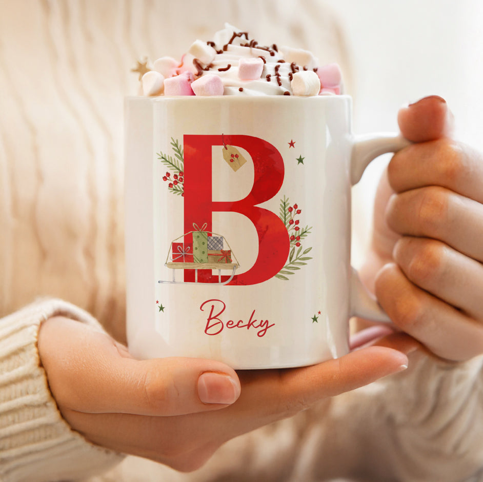 Personalised Christmas Initial Mug