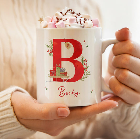 Personalised Christmas Initial Mug