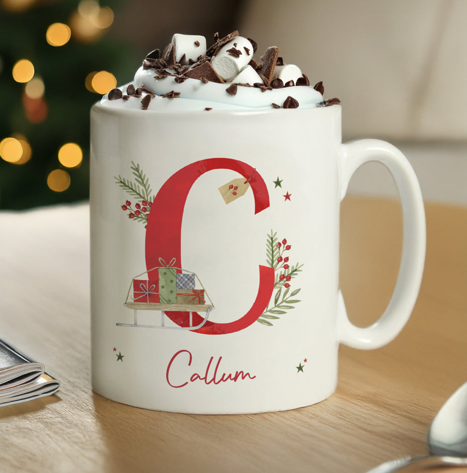 Personalised Christmas Initial Mug