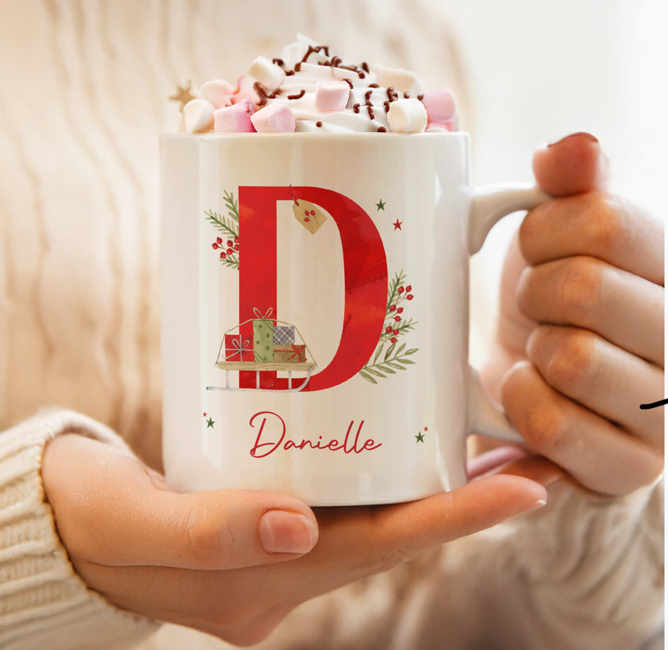 Personalised Christmas Initial Mug