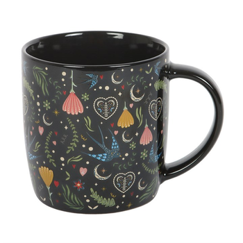 Black Midnight Bloom Print Mug