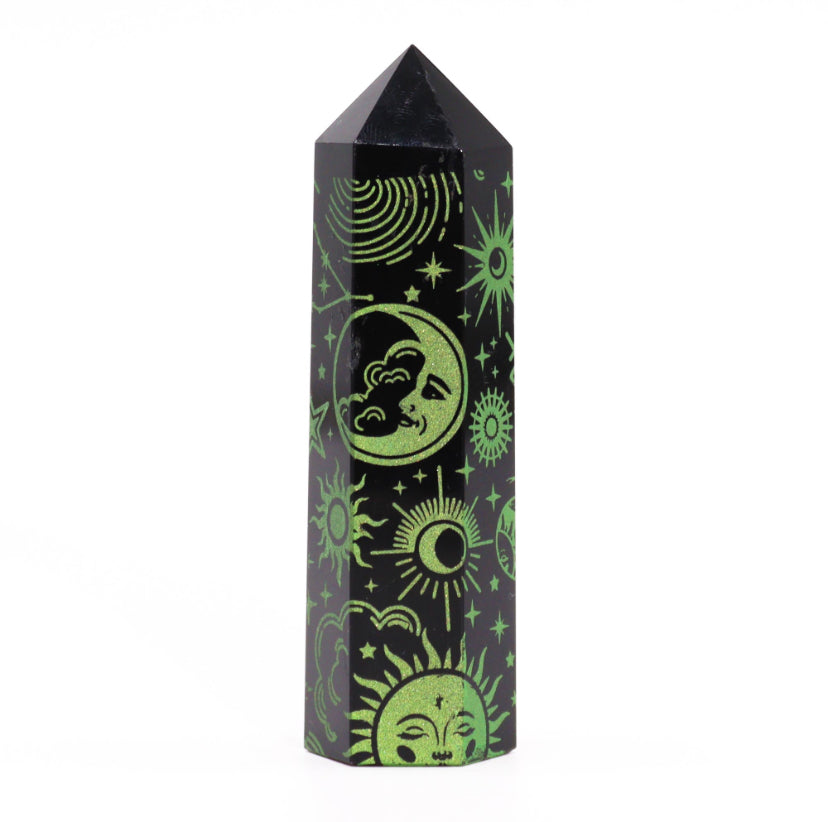 Black Obsidian Point - Mystic Story - Forest Green