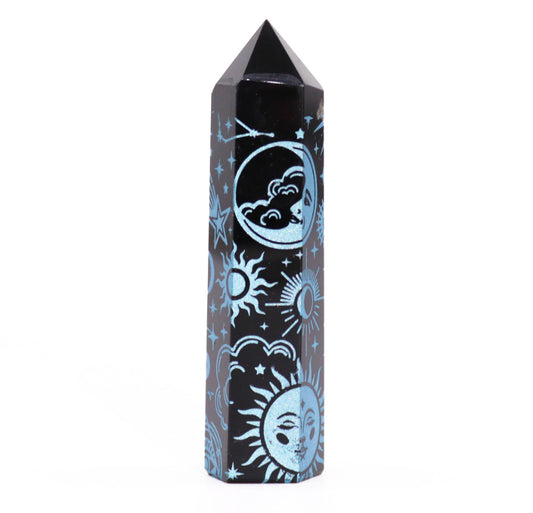 Black Obsidian Points - Mystic Story - Sky Blue