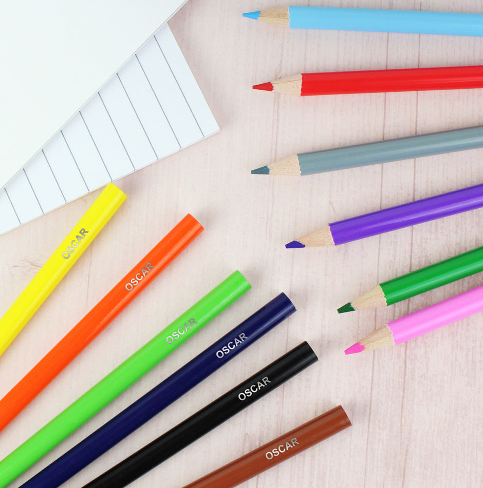 Blue Dinosaur Pencil Case with Personalised Pencils & Crayons