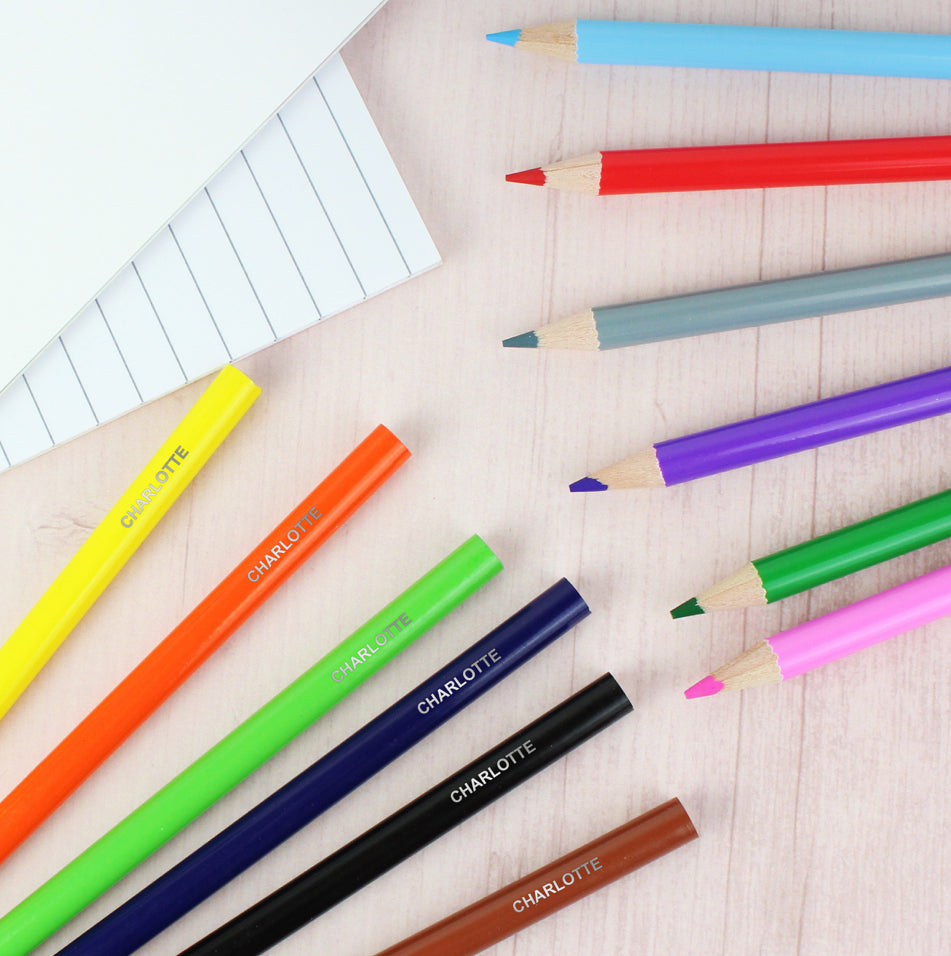 Pink Butterfly Pencil Case with Personalised Pencils & Crayons