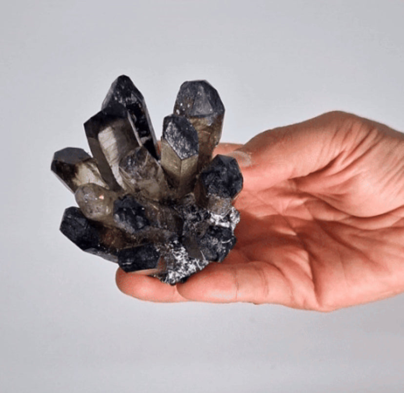 Crafted Natural Quartz Cluster - Smoky Ghost Quartz