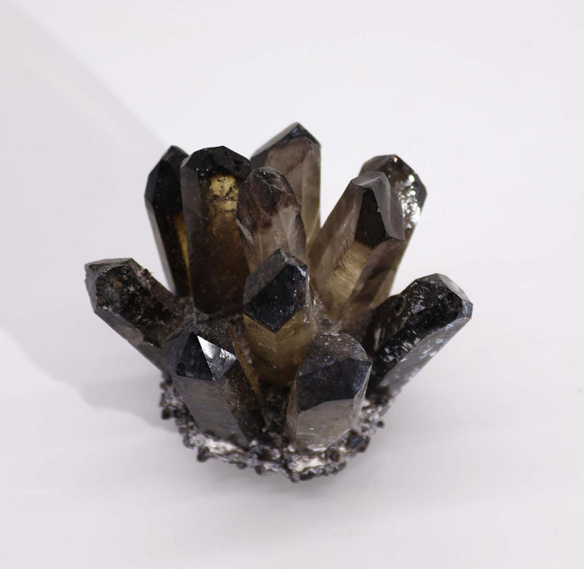 Crafted Natural Quartz Cluster - Smoky Ghost Quartz