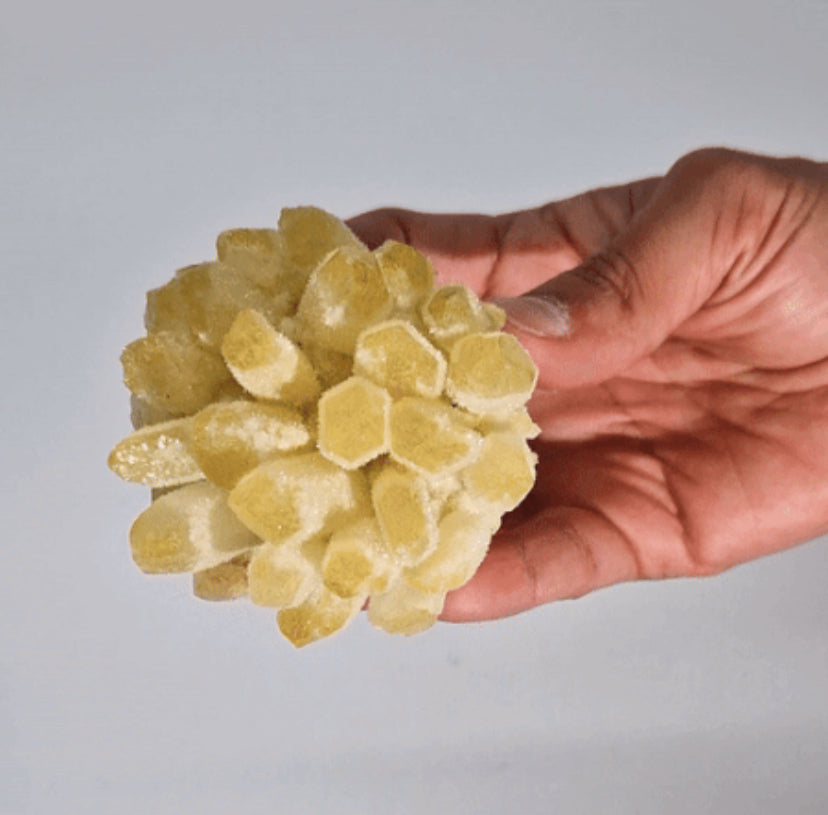 Crafted Natural Quartz Cluster - Yellow Ghost Quartz