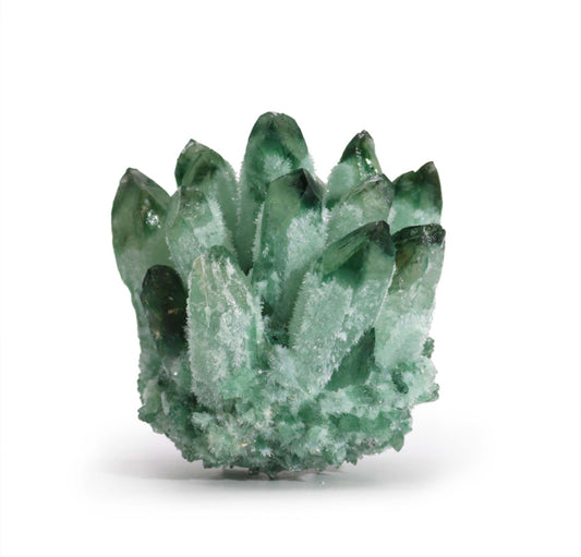 Crafted Natural Quartz Cluster - Green Ghost Quartz