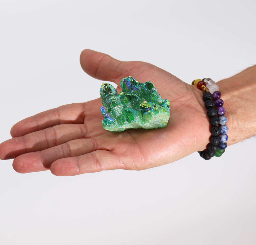 Med Enhanced Natural Quartz - Aura Green Flame Quartz