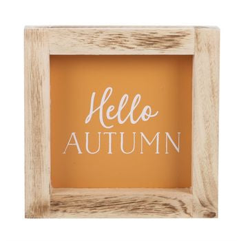 Orange Hello Autumn Wooden Frame Sign