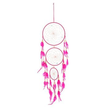 Pink Triple Dreamcatcher with Feathers