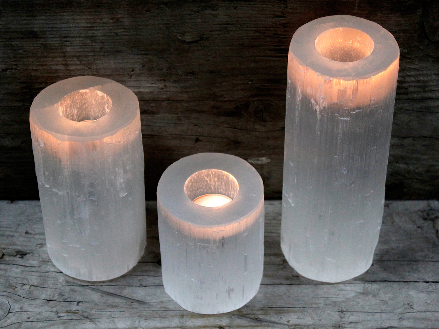 Selenite Cylinder Candle Holder - 20 cm