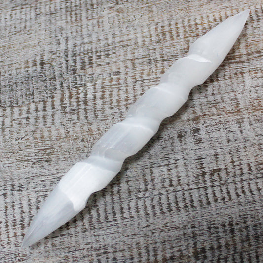 Selenite Spiral Wands - 16 cm (Point Both Ends)