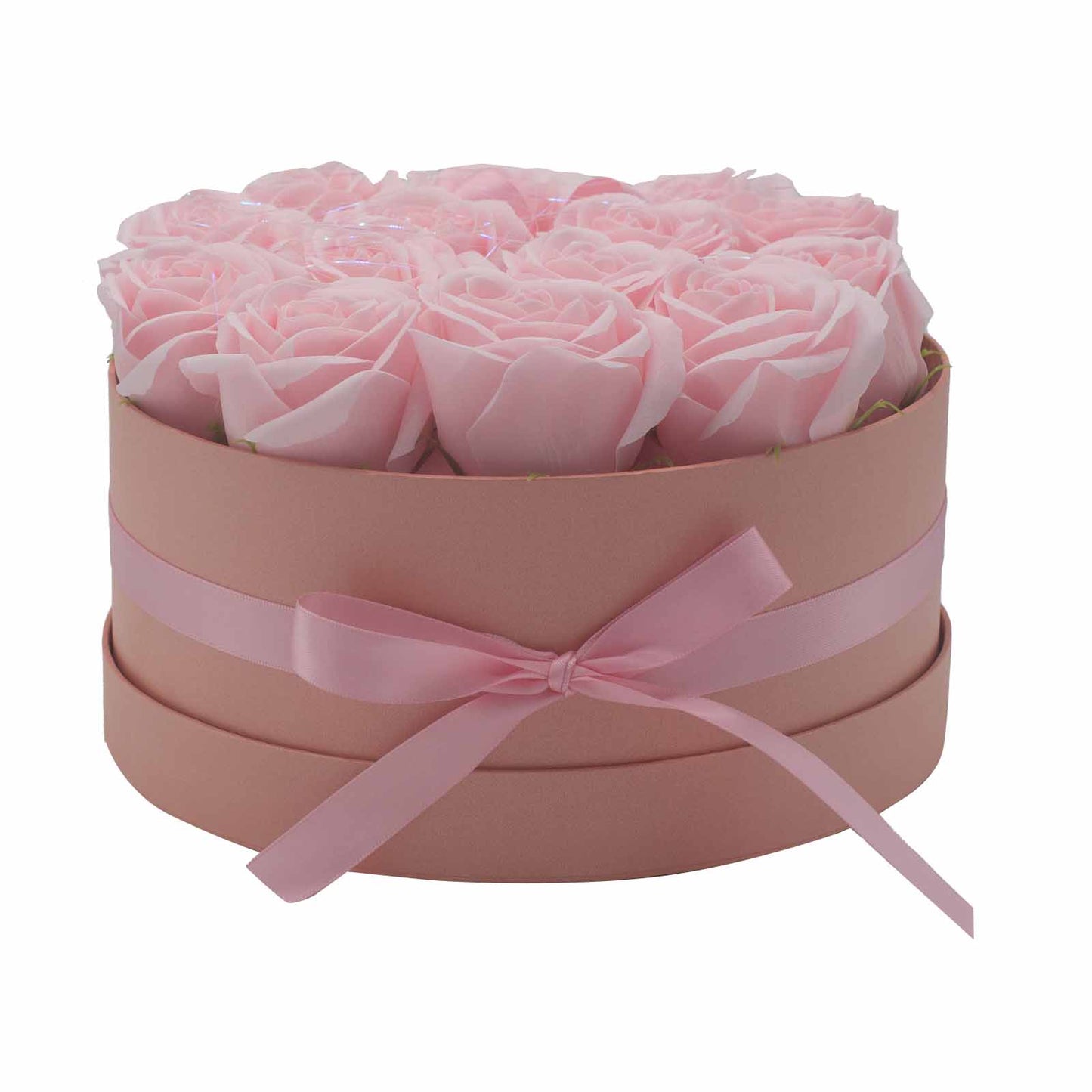 Soap Flower Gift Bouquet - 14 Pink Roses - Round