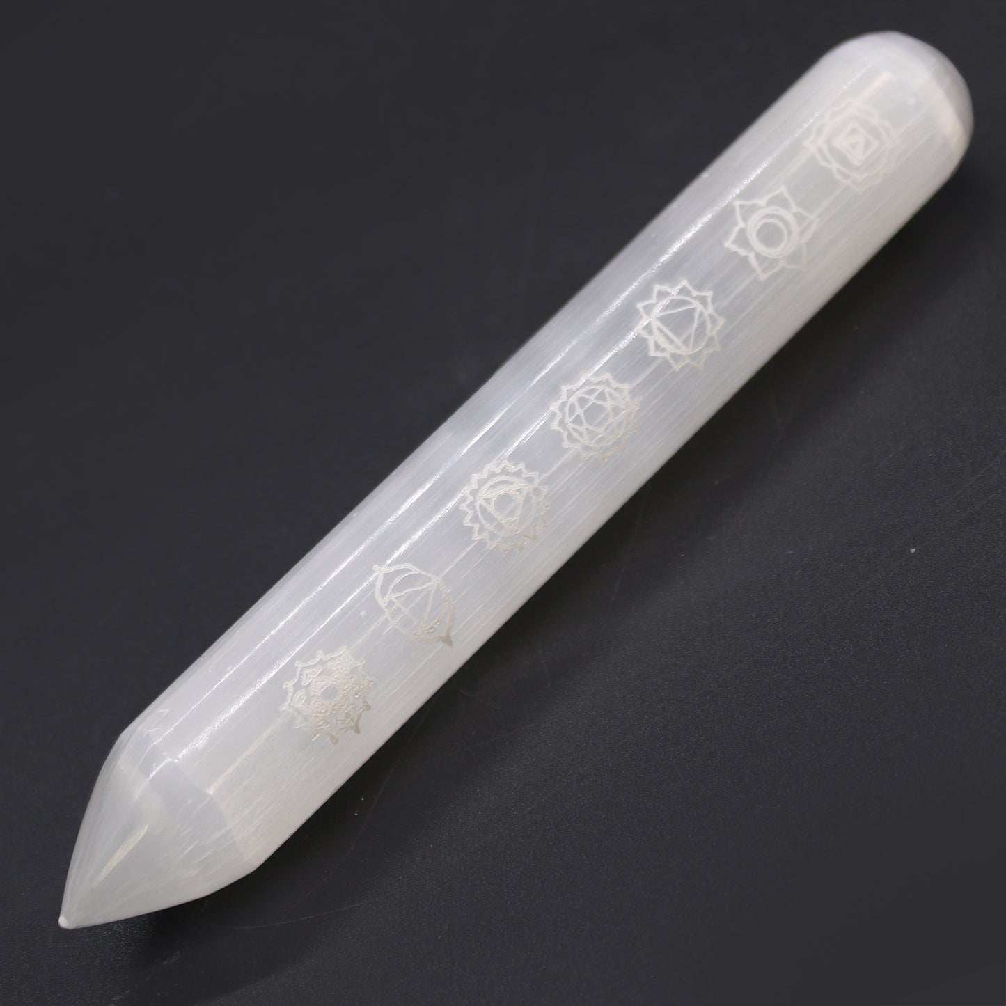 Selenite Wand - 16 cm (Point one End) 7 Chakra