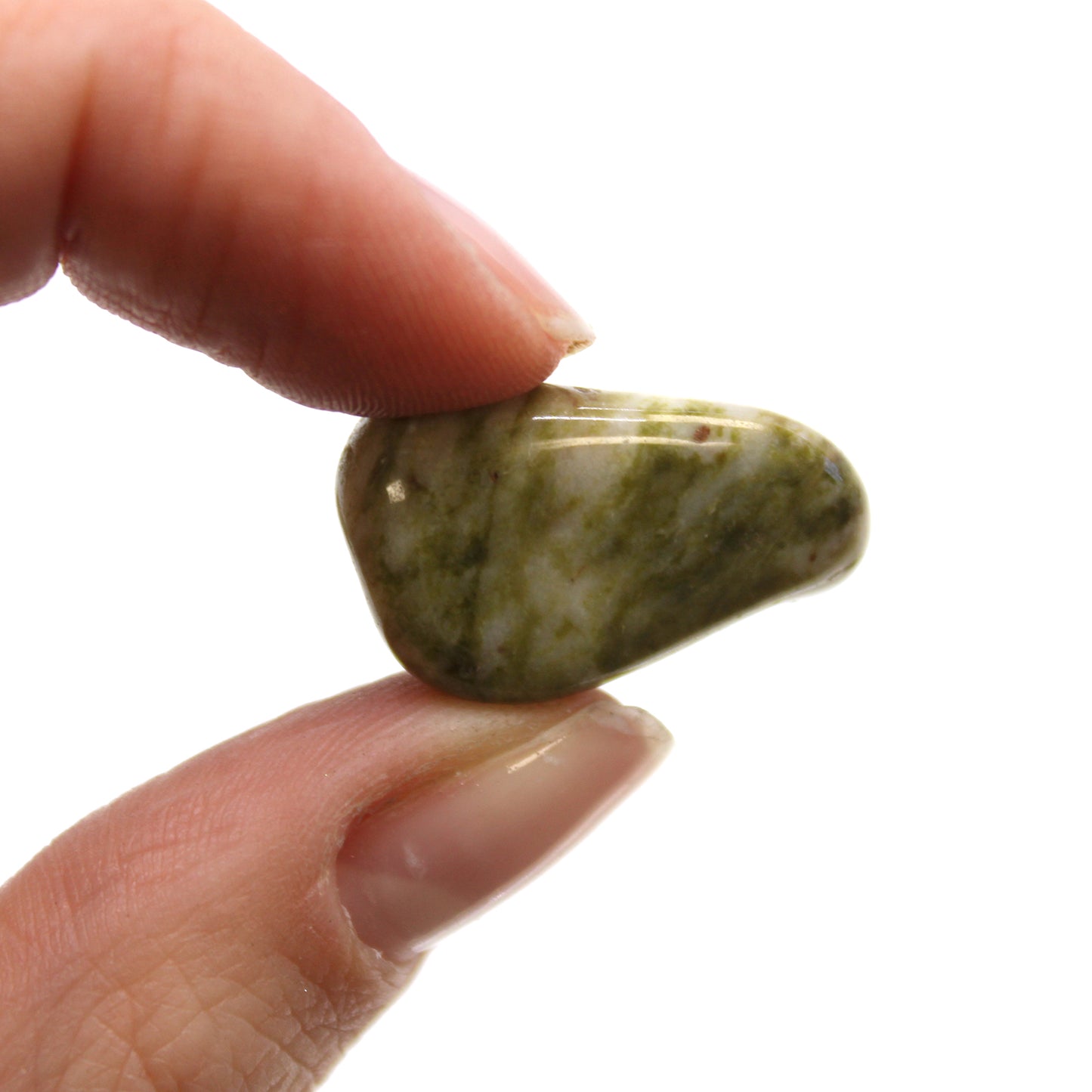 24x Small African Tumble Stones - Epidote Snowflake