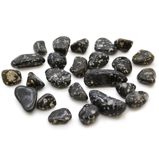 24x Small African Tumble Stones - Guinea Fowl