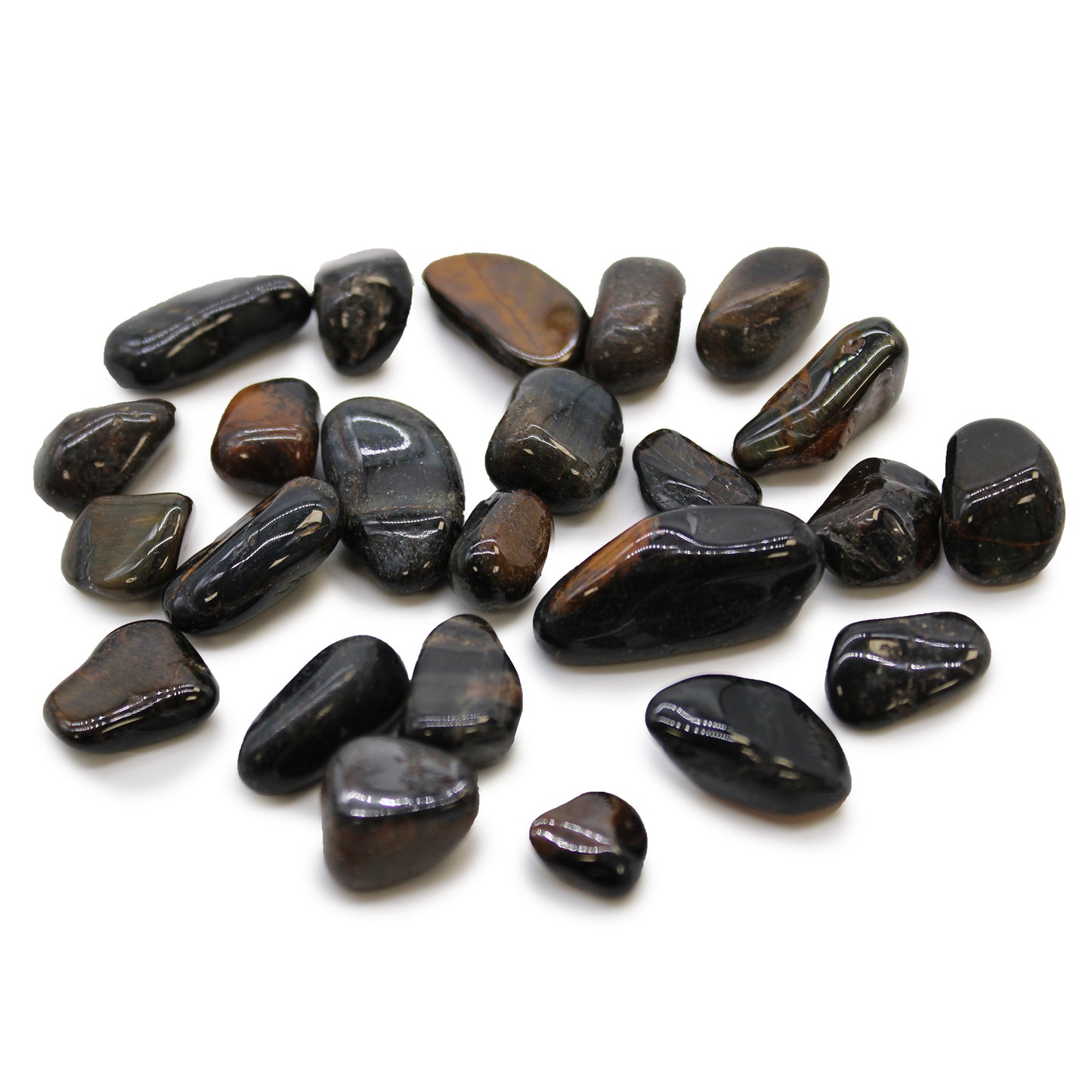 24x Small African Tumble Stones - Tigers Eye - Blue