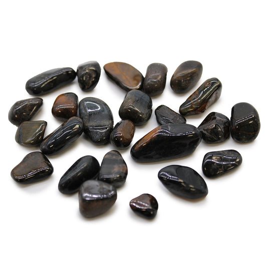 24x Small African Tumble Stones - Tigers Eye - Blue