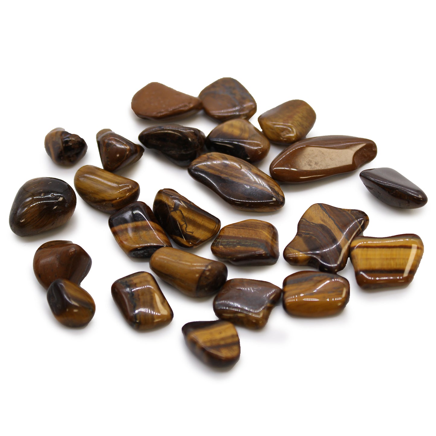 24x Small African Tumble Stones - Tigers Eye - Golden