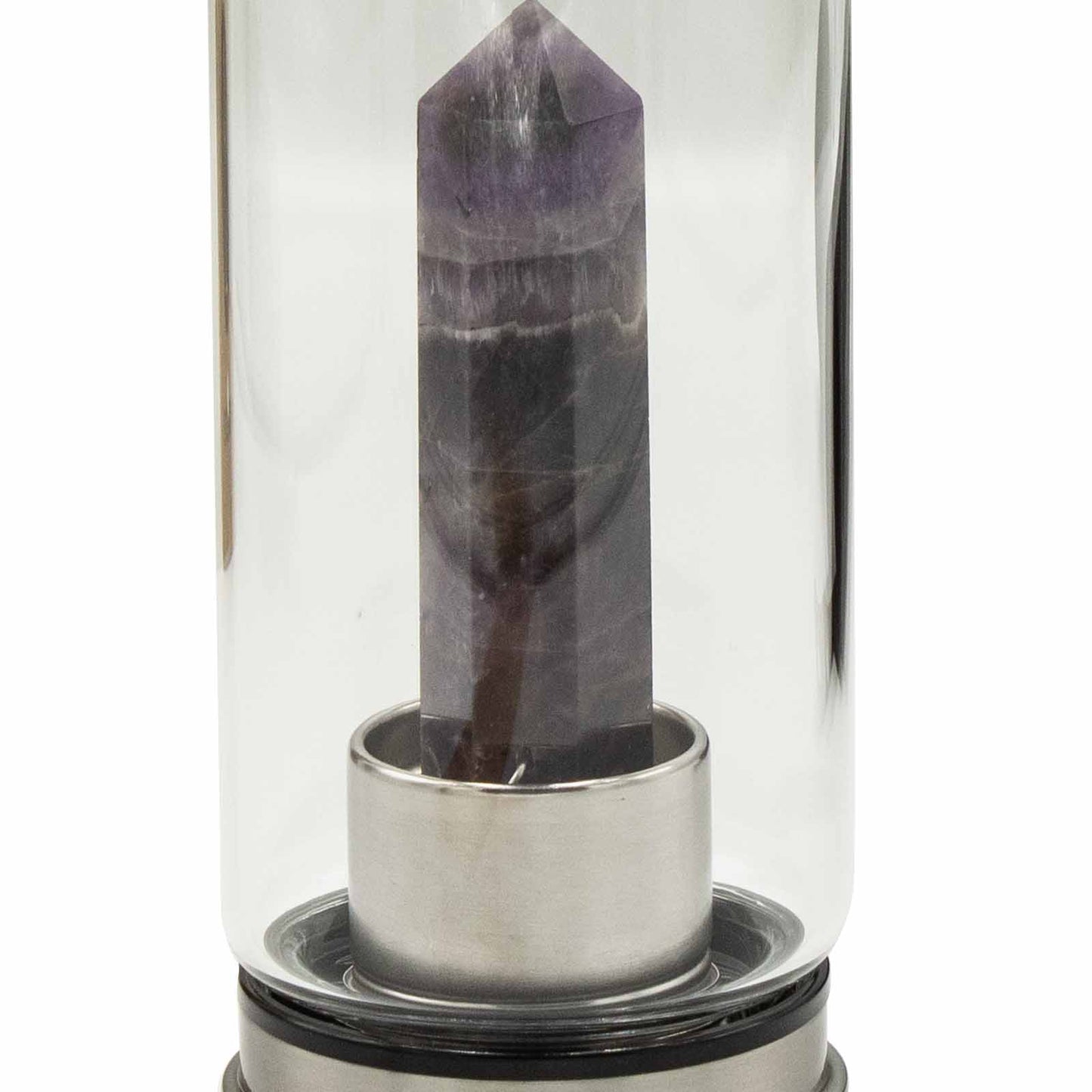 Crystal Infused Glass Water Bottle - Relaxing Amethyst - Obelisk