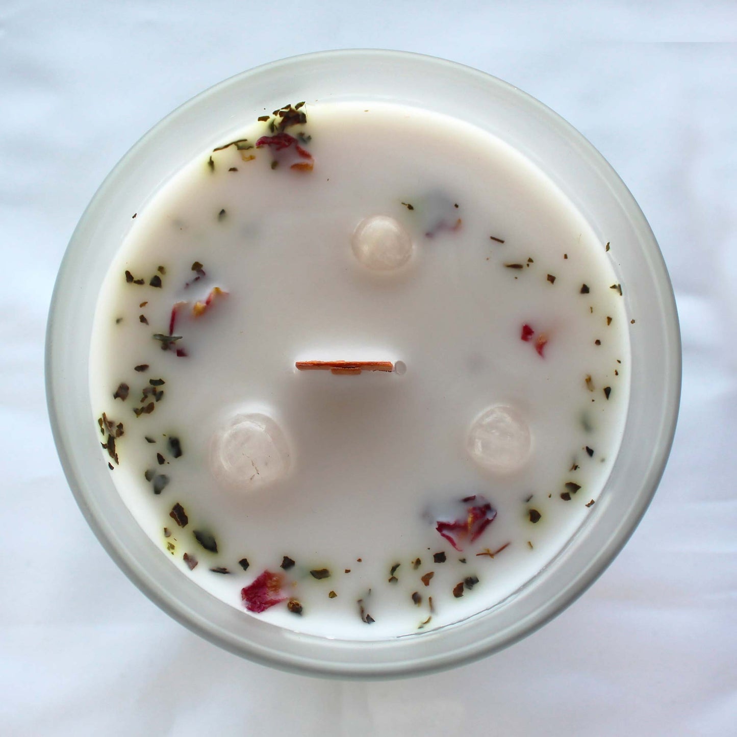 Rose and Rose Quartz Gemstone Candle - Love