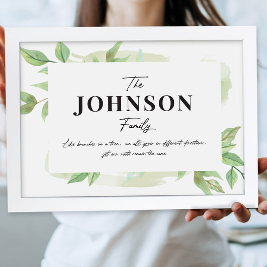 Personalised Family Tree White A4 Framed Print