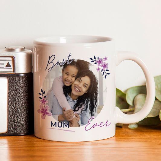 Personalised Floral Best Ever Photo Upload Mug