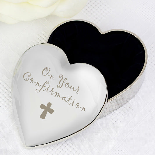 Confirmation Cross Heart Trinket Box