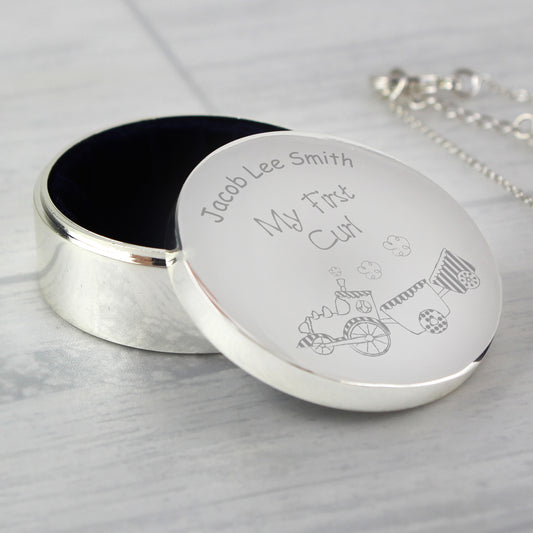 Personalised Train My First Curl Trinket Box