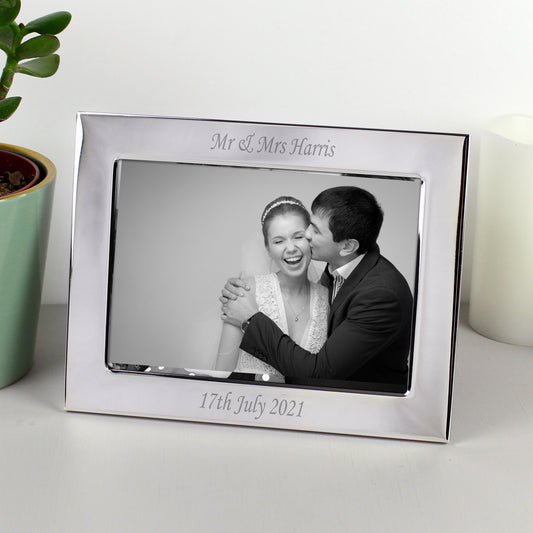 Personalised Silver Plated 5x7 Landscape Photo Frame