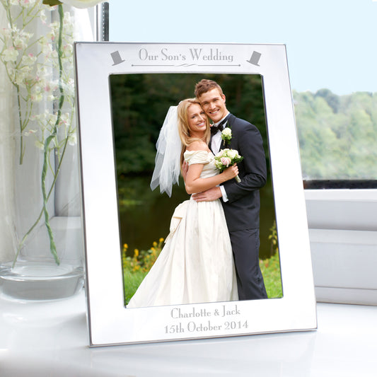 Personalised Silver 5x7 Decorative Our Sons Wedding Photo Frame