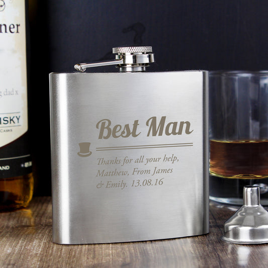 Personalised Best Man Hip Flask